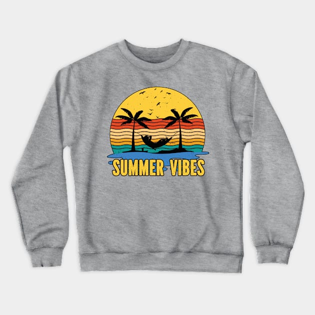 Summertime - Retro Summer Vibes Crewneck Sweatshirt by Whimsical Frank